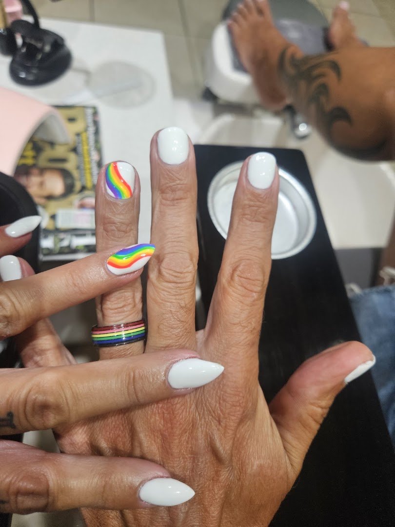 Manicure station with neatly arranged nail supplies.