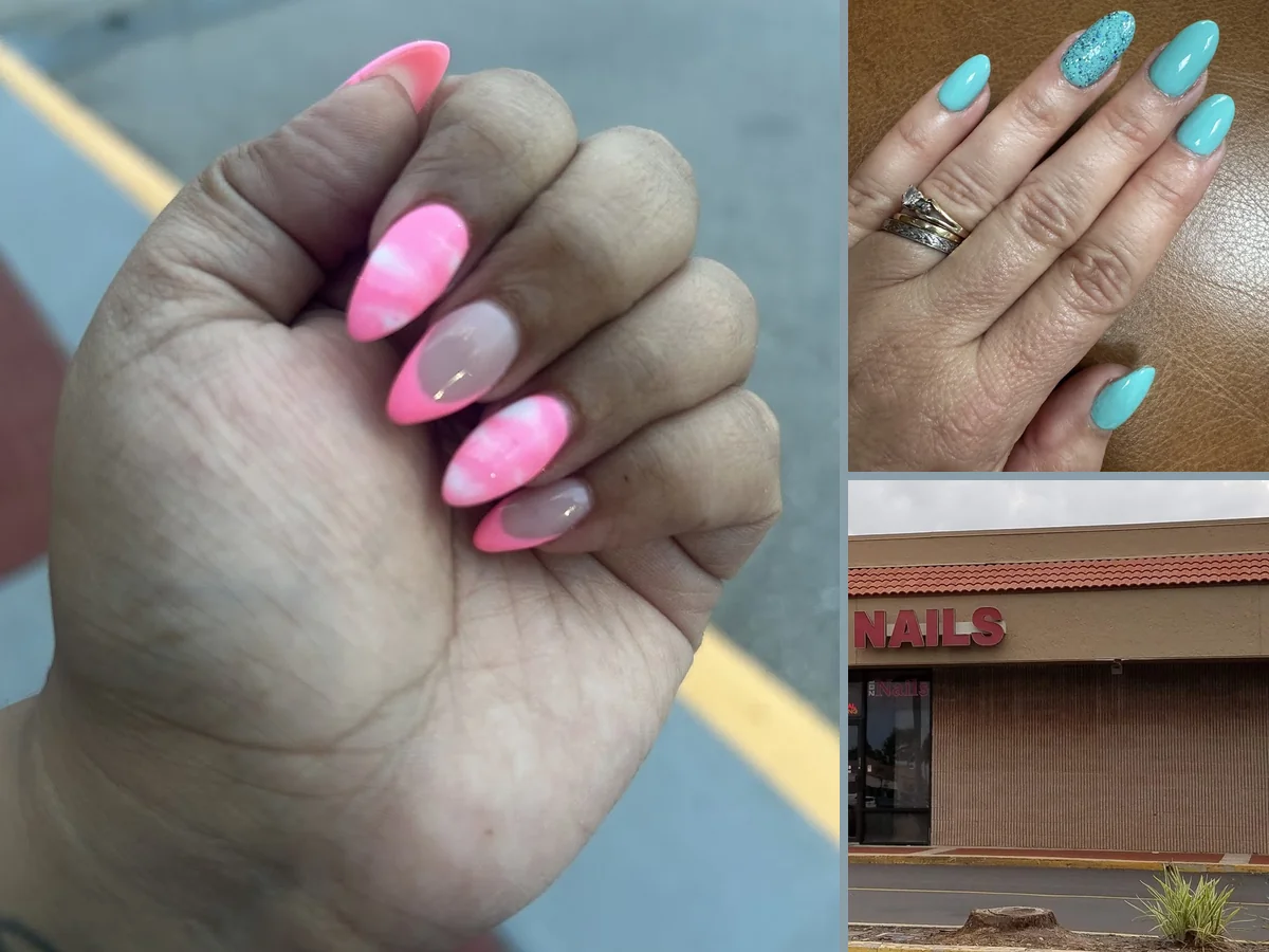 Clean nail salon interior with bright lighting.